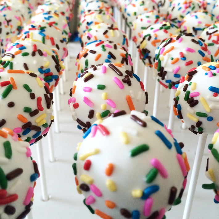 Cake pops with rainbow sprinkles