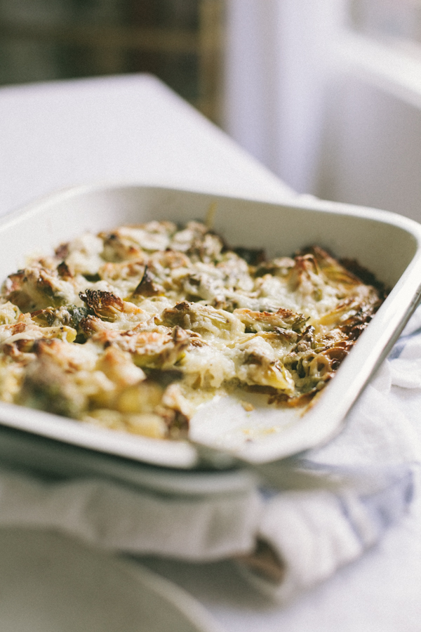 Roasted brussels sprouts gratin recipe