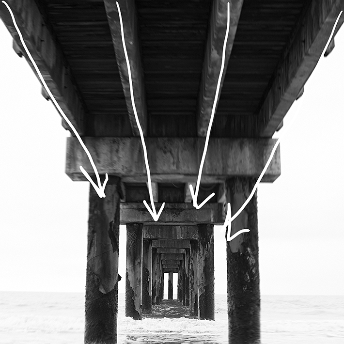 pier leading lines beach