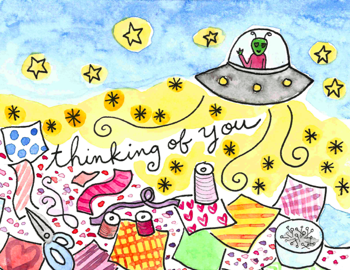 "Thinking of You" card for quilters