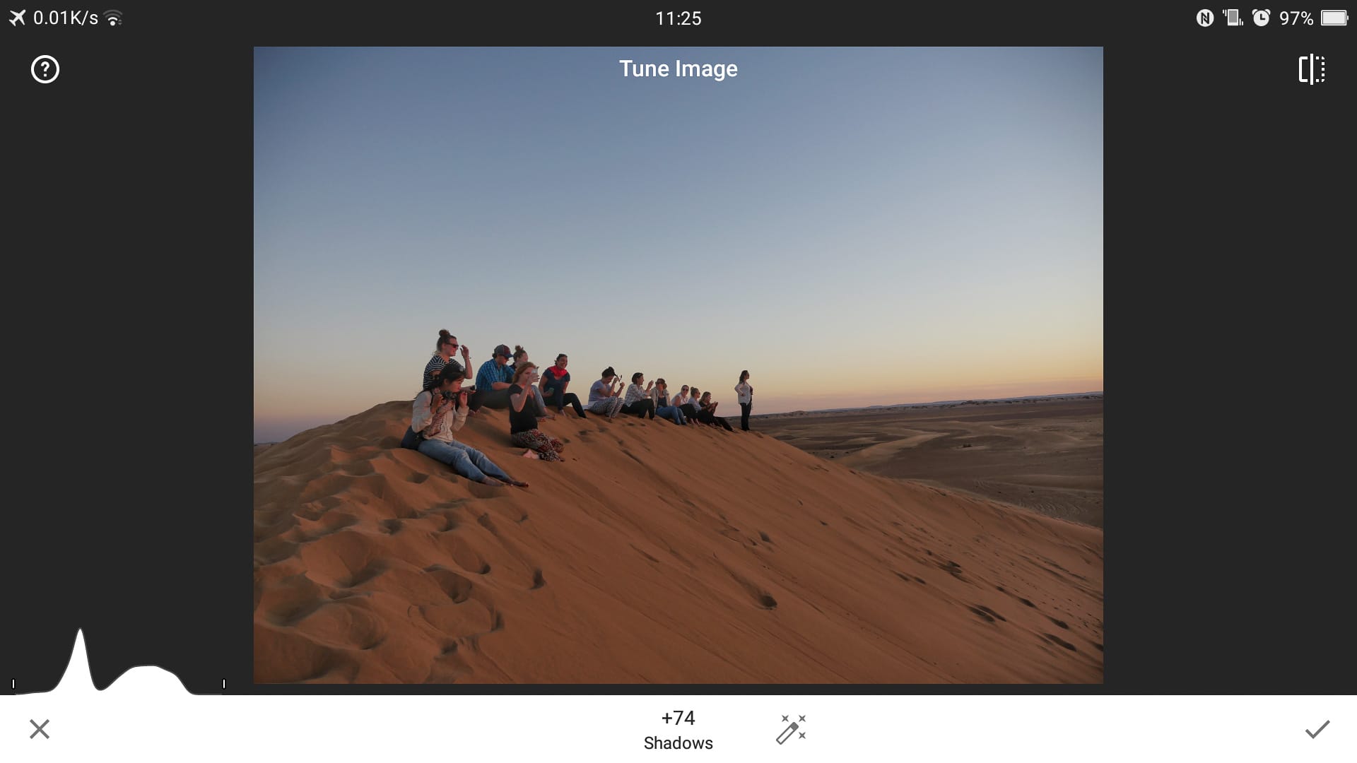 Snapseed tune image shadows adjustment