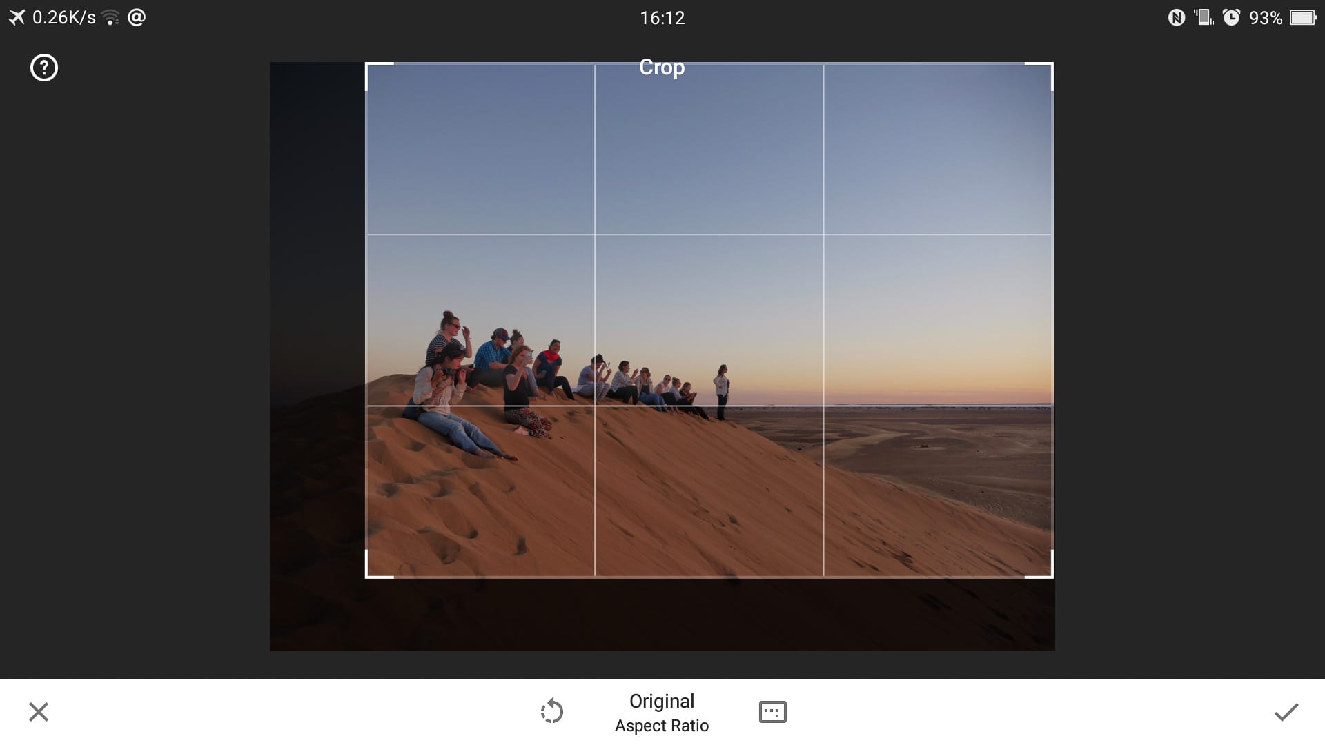 Snapseed example of cropping an image
