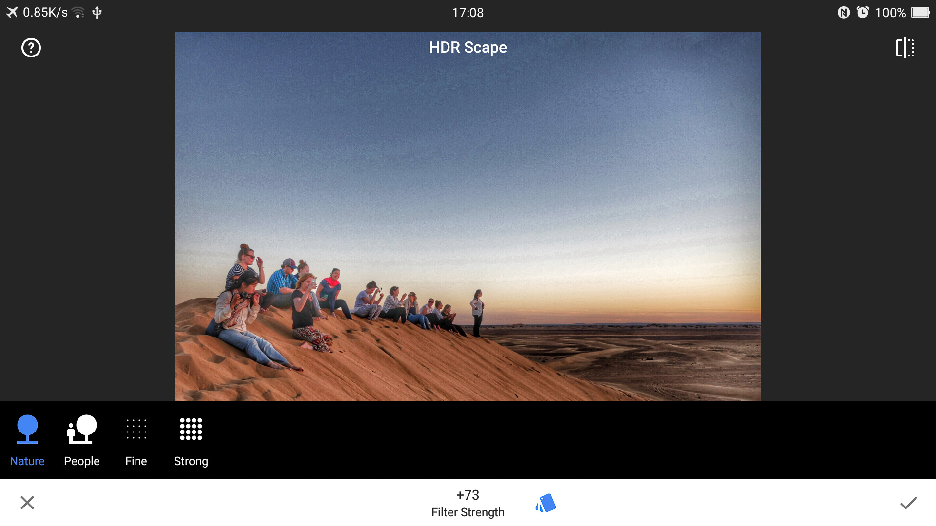 Snapseed HDR Scape additional options window