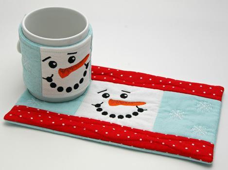 Snowman Cup Cozy Mug Rug