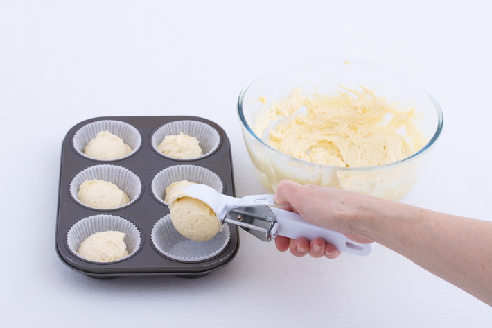 Spoon batter into wrappers