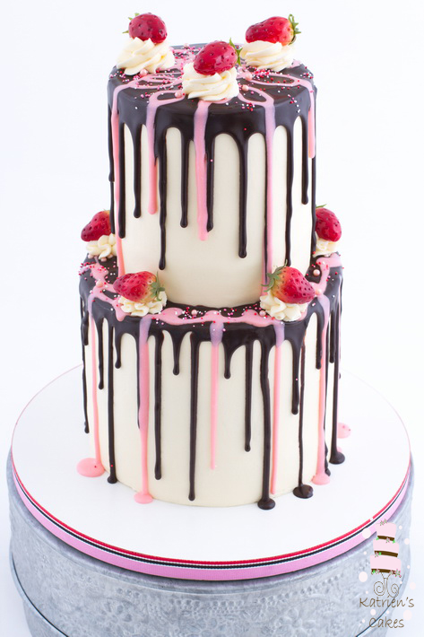 Cake Decorated With Fondant Strawberries