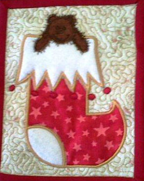 Teddy Xmas stocking mug rug