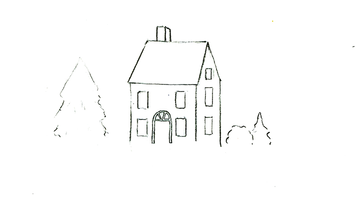 Preparing to draw snow on a house