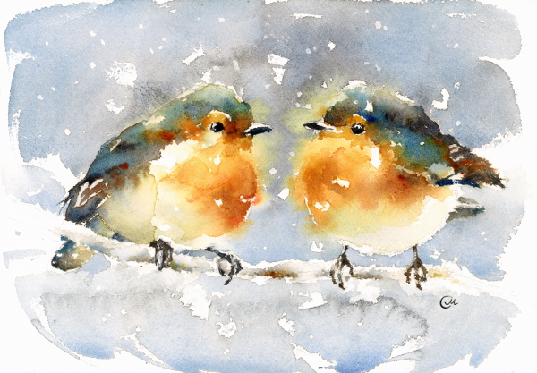 Winter Birdies Watercolor