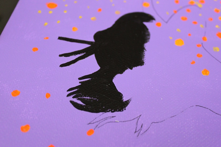 Partially painted acrylic cat silhouette