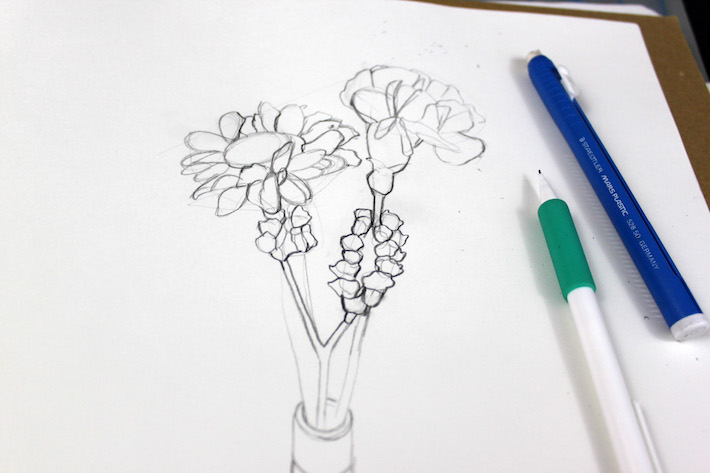 Step 2 of drawing flowers: refine simple shapes