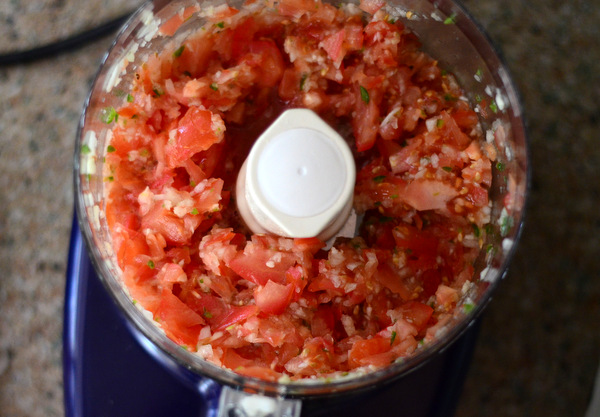 Fresh Pico de Gallo, made in the food processor