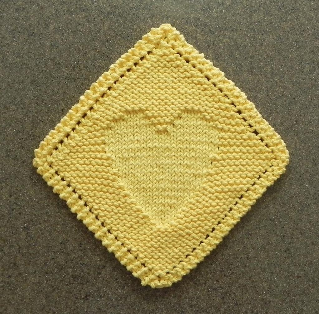 Heart Diagonal Dishcloth Knitting Pattern