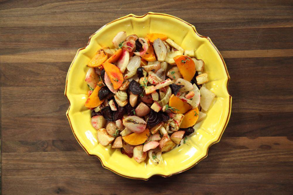 Bowl of Roasted Root Vegetables and Butternut