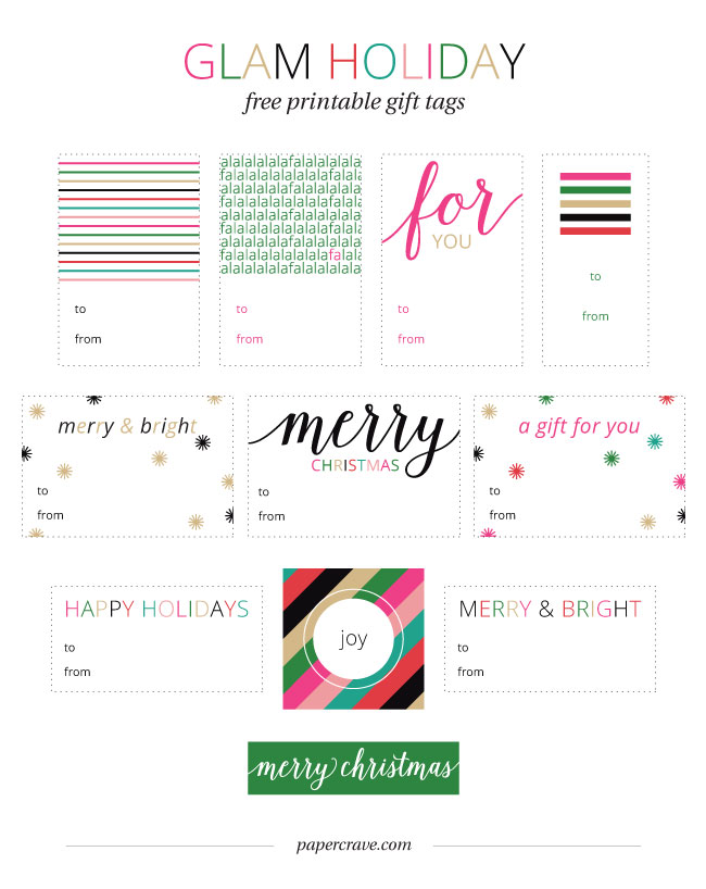 Free Glam Holiday Gift Tags
