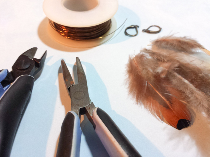 Tools for making DIY feather earrings