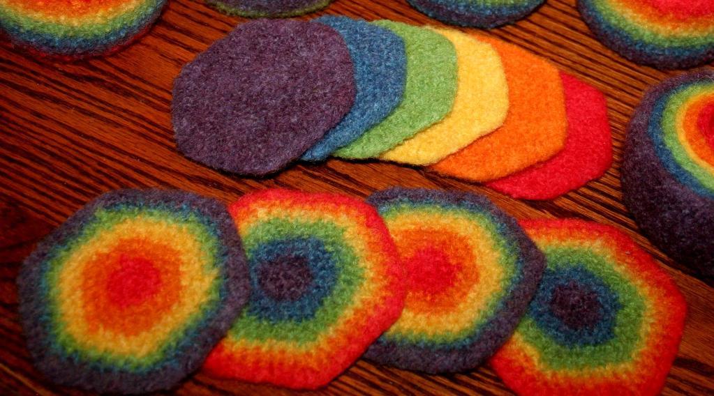 rainbow crochet potholder