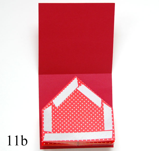Step 11b: Remove tape backing from one side and center over inside of card
