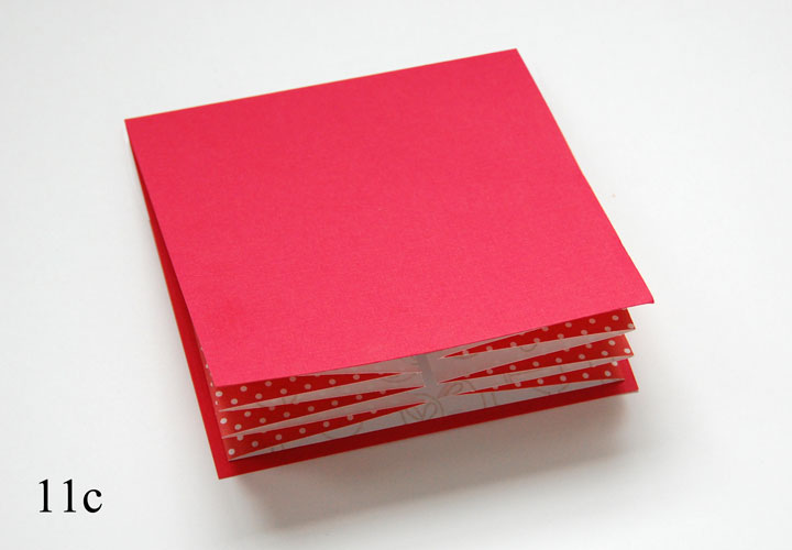 Step 11c: Remove adhesive backing from remaining side, carefully close card and press firmly to adhere