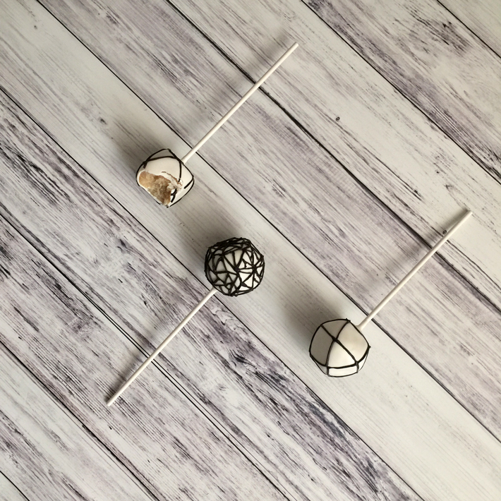 Geometric Modern Cake Pops with bite