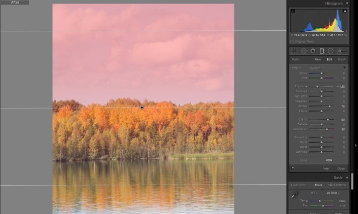 Lightroom filters - graduated filter close up