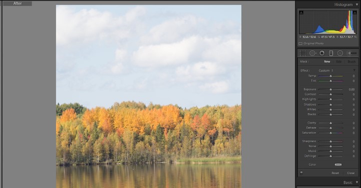 Lightroom filters - graduated filter panel