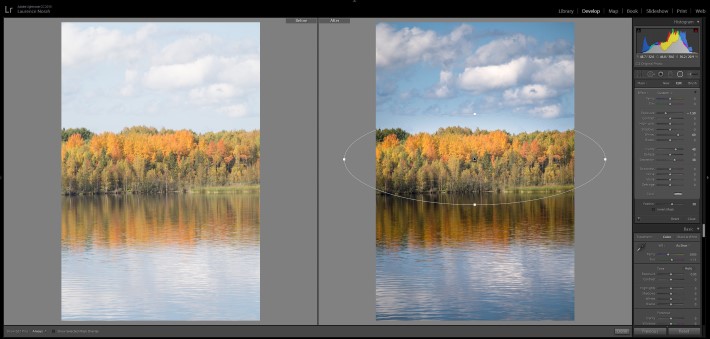 Lightroom filters - radial filter applied