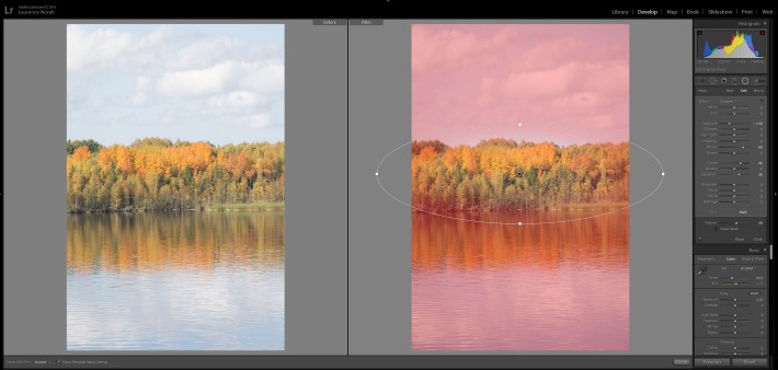 Lightroom filters - radial filter with mask