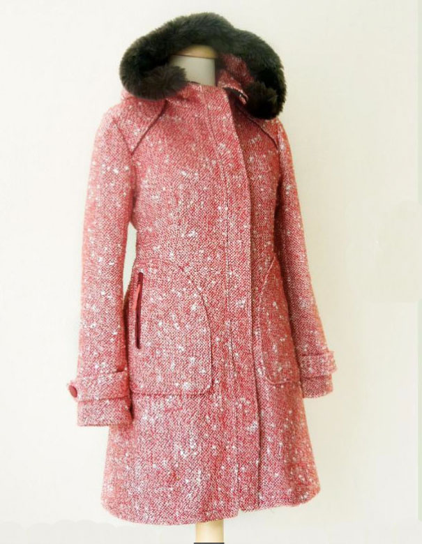 hooded coat pattern in wool tweed