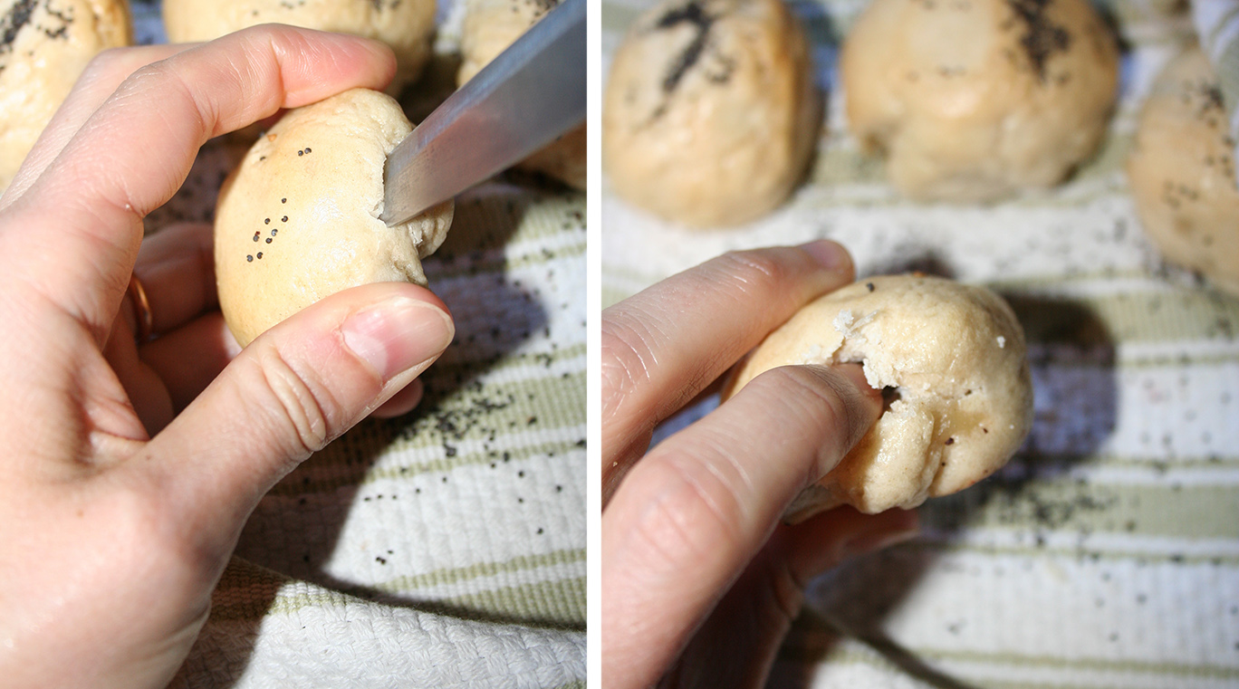 Make holes in your bagel balls