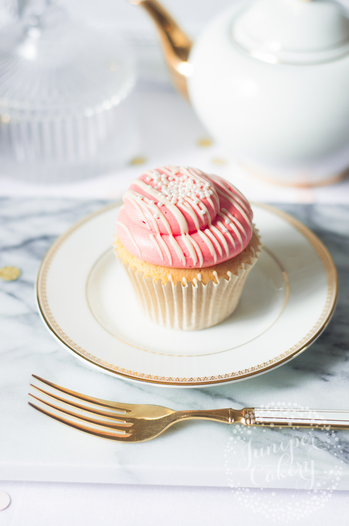 Strawberry milkshake cupcake with perfect buttercream piping via Juniper Cakery