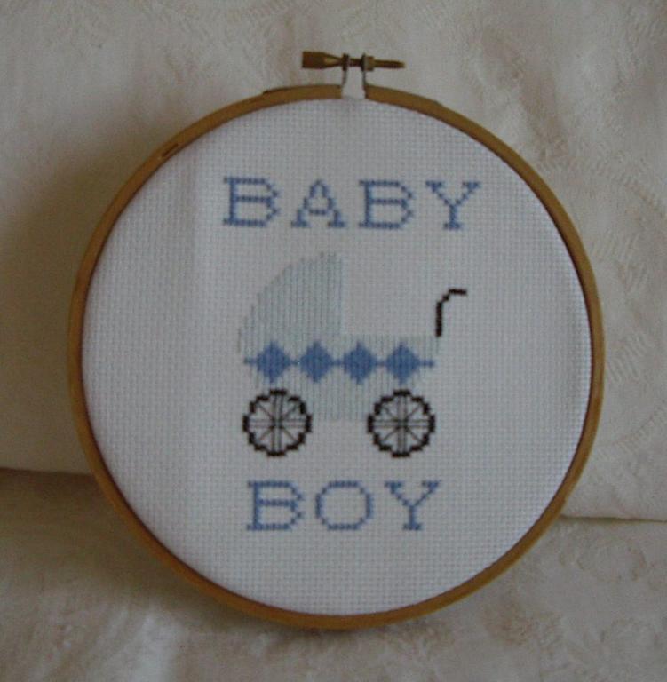 Baby Boy and Pram Cross Stitch Pattern