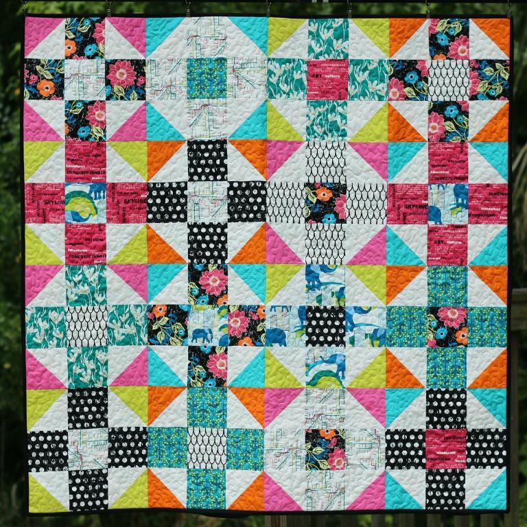 Mod Nine Patch Quilt: A Free Fat Quarter Quilt Pattern