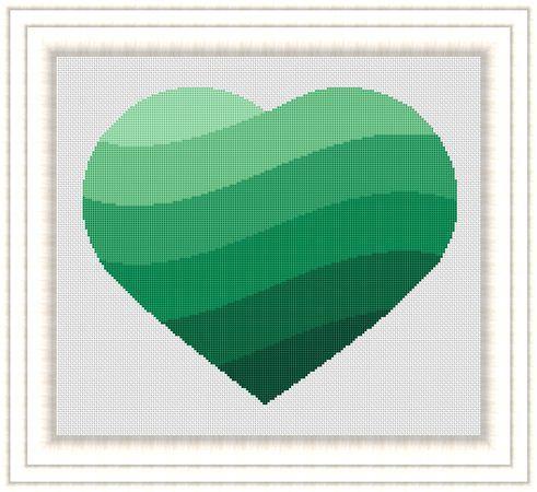 Green Heart Cross Stitch Pattern