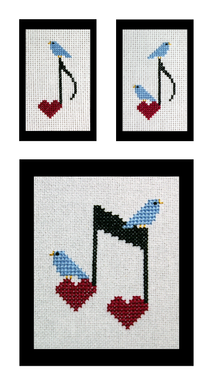 Happy Little Bluebirds Sing Set of 3 Cross Stitch Pattern