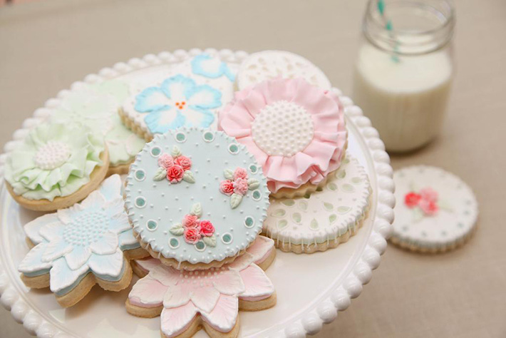 Eyelet and embroidery details make perfect inspiration for cookie decorating ideas