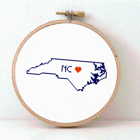 North Carolina Map Cross Stitch Pattern