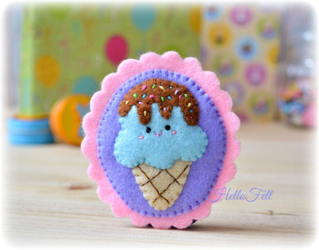 Ice Cream Brooch FREE Sewing Pattern