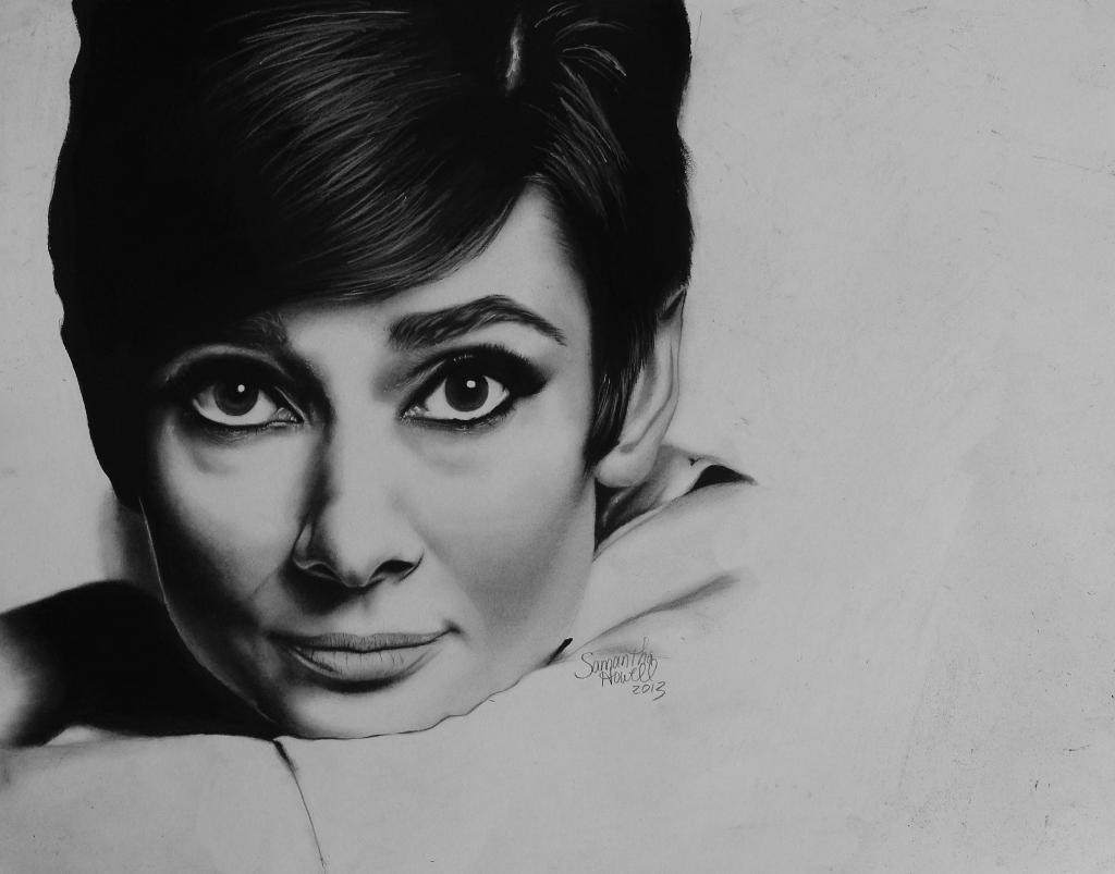 Audrey Hepburn Charcoal Drawing