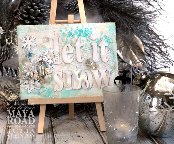 Let it Snow Mixed Media Altered Canvas for the Holidays