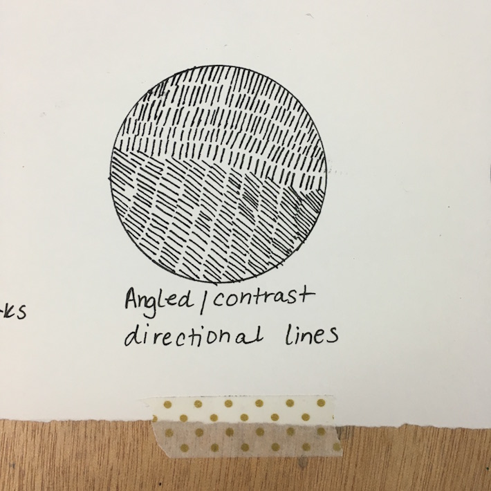 Angled / contrasting diagonal lines