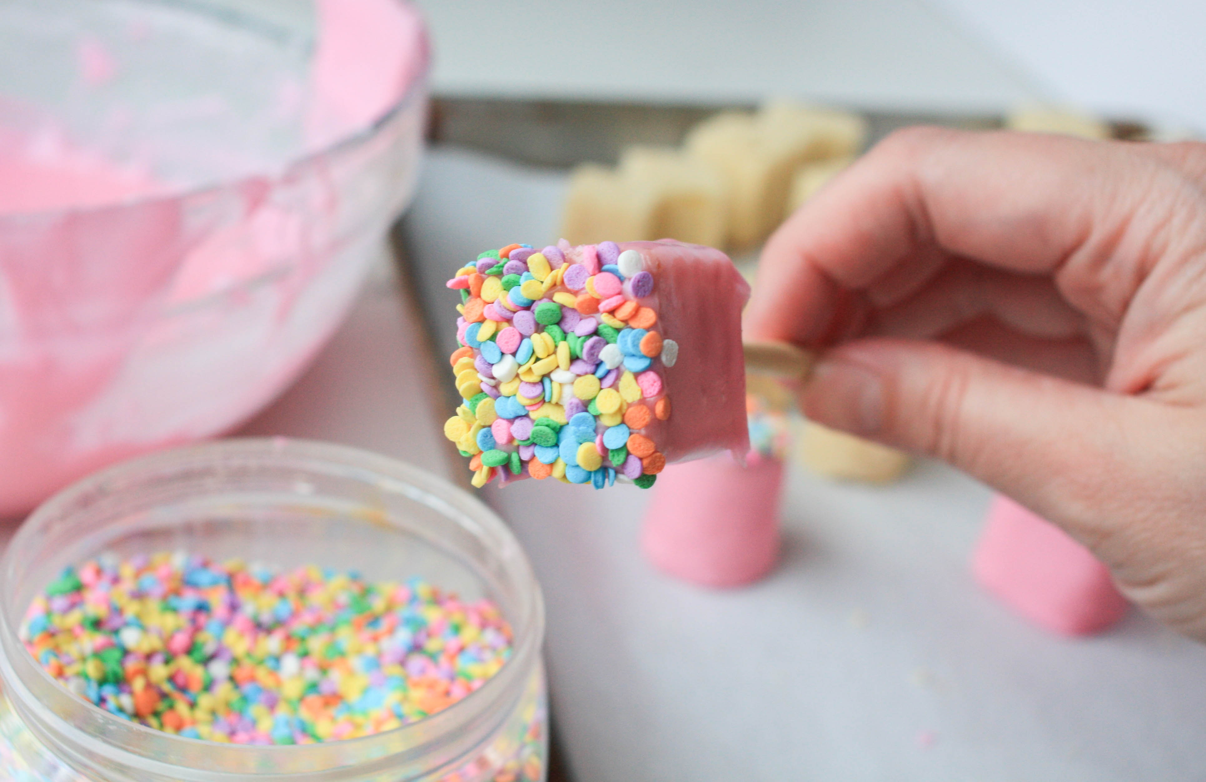 Petit Four With Rainbow Sprinkles