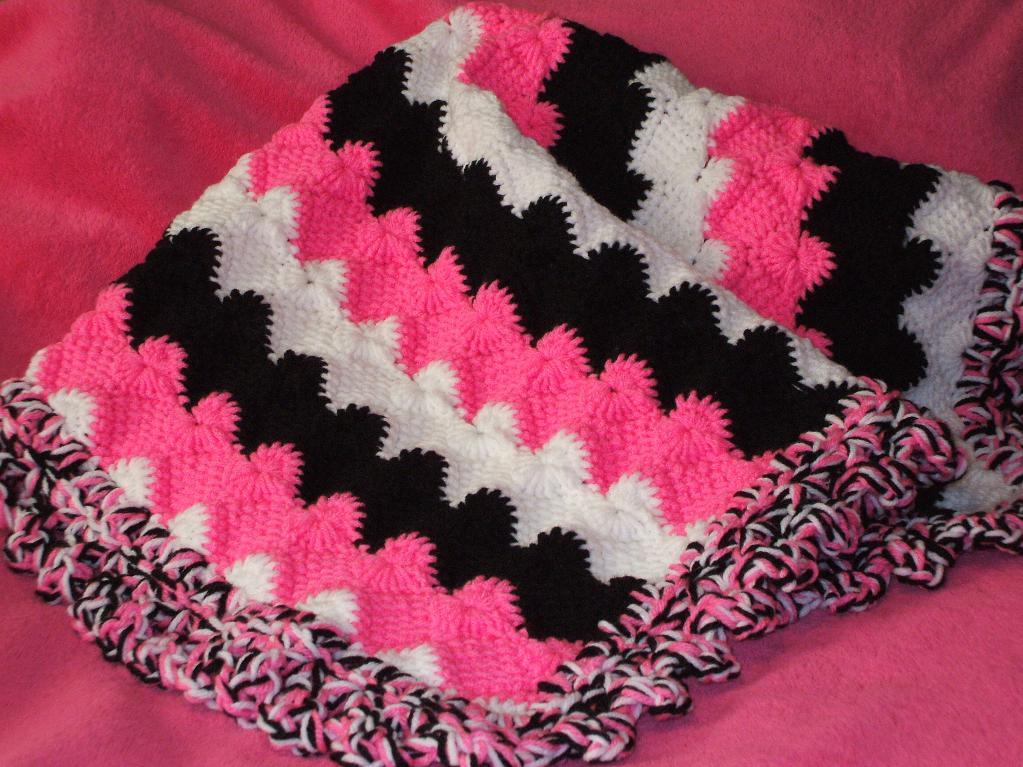 shells and waves tunisian crochet blanket
