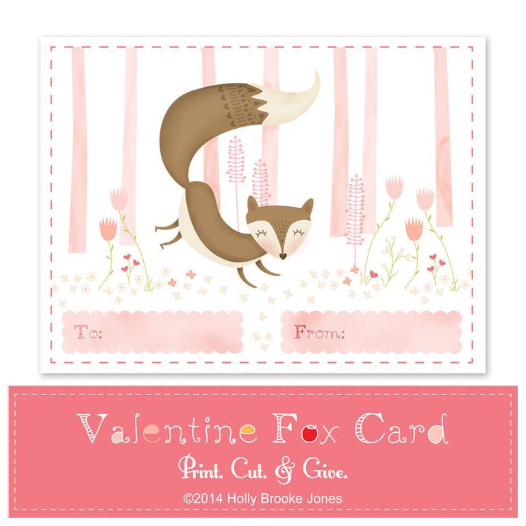 Printable Valentine Fox Card