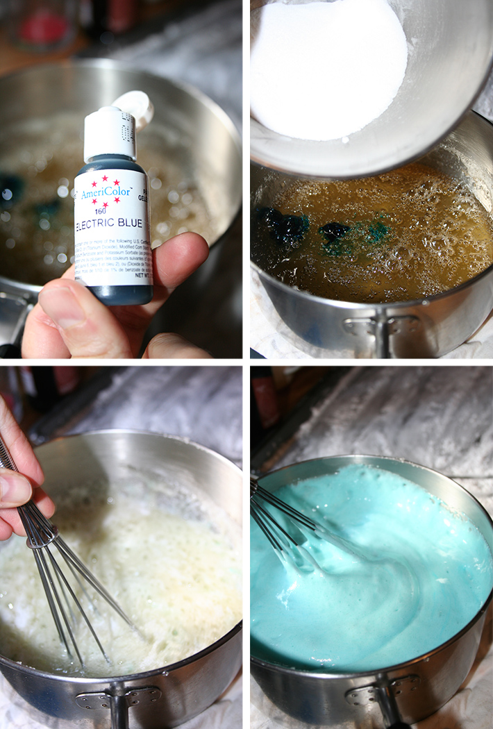 Add color and citric acid mixture