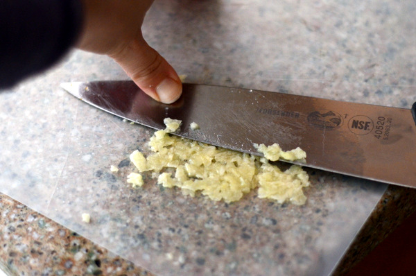 Creating a Garlic Puree by Hand