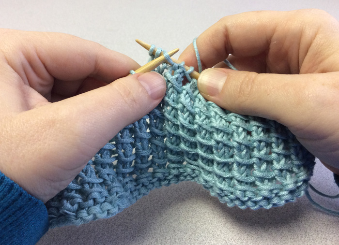 Bamboo Knitting Stitch Tutorial - Slip needle under yarnover