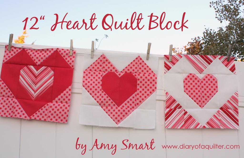 Use this heart quilt block to make throw pillows or a blanket