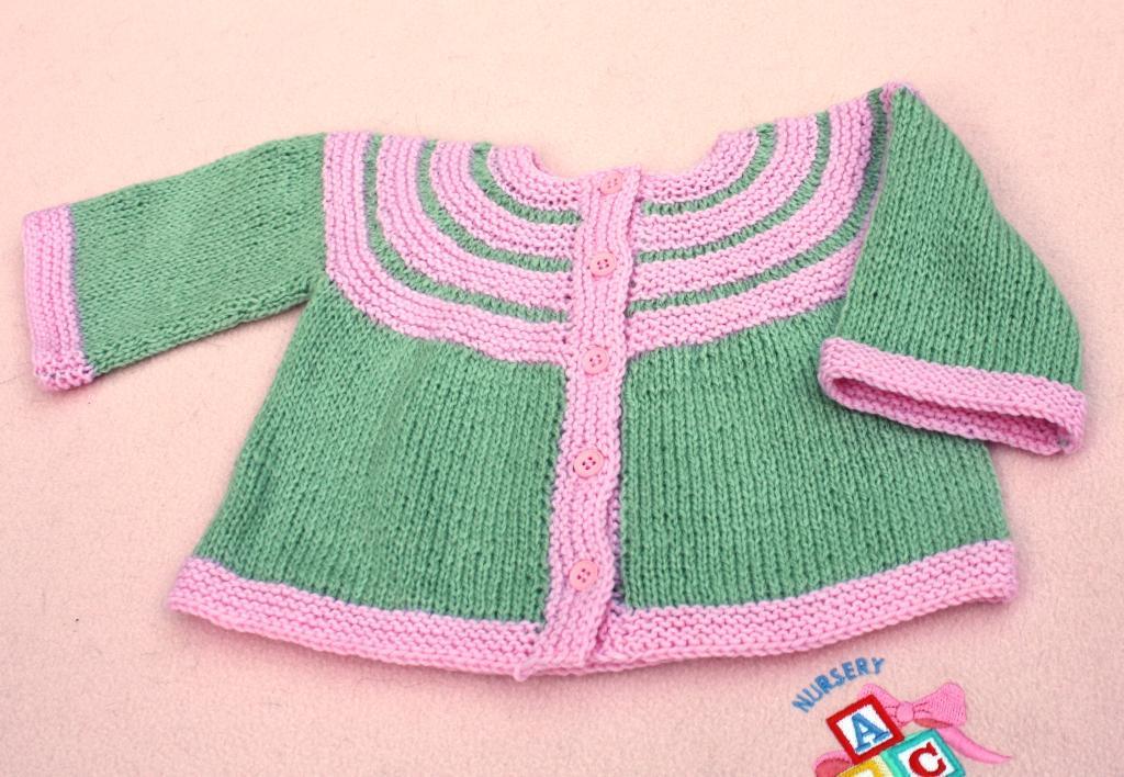 Two Color Baby Jacket Knitting Pattern