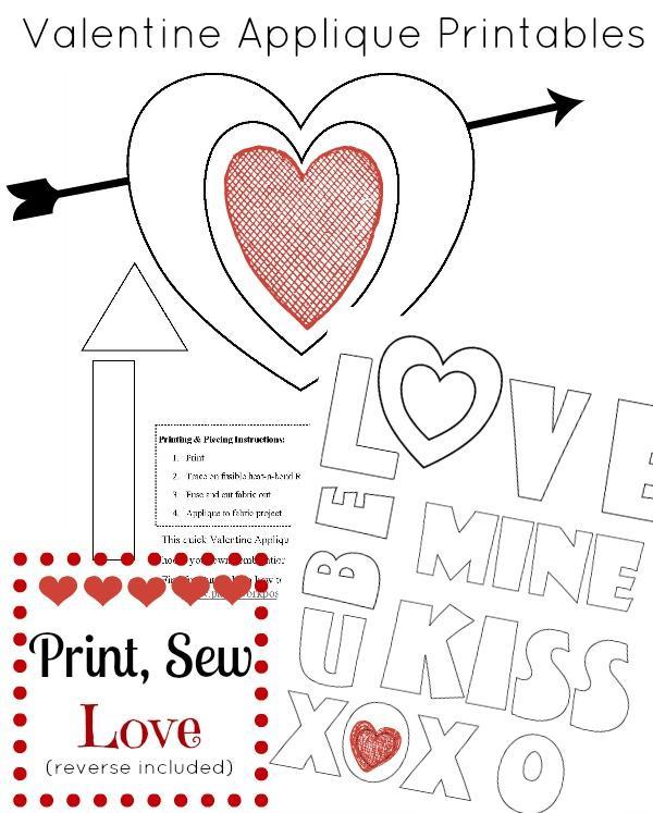 Use these Valentine's Day templates to create sewing projects.